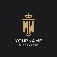 MW monogram with medieval style, luxury and elegant initial logo design vector