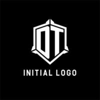 DT logo initial with shield shape design style vector