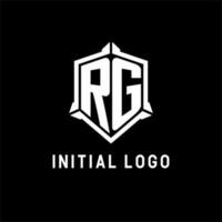 rg logo inicial con proteger forma diseño estilo vector