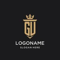 GU monogram with medieval style, luxury and elegant initial logo design vector