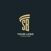 SB monogram with pillar icon design, luxury and modern legal logo design ideas vector