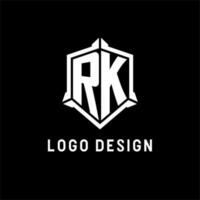 RK logo initial with shield shape design style vector