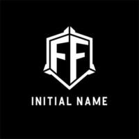 ff logo inicial con proteger forma diseño estilo vector