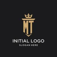 MT monogram with medieval style, luxury and elegant initial logo design vector