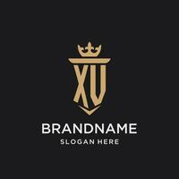 XV monogram with medieval style, luxury and elegant initial logo design vector