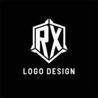 rx logo inicial con proteger forma diseño estilo vector
