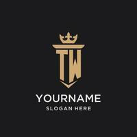 TW monogram with medieval style, luxury and elegant initial logo design vector
