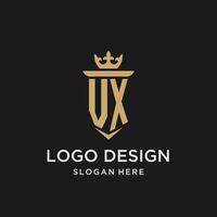 vx monograma con medieval estilo, lujo y elegante inicial logo diseño vector