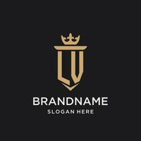 LV monogram with medieval style, luxury and elegant initial logo design vector