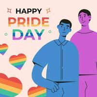 Square background for Pride Day. Colorful abstract couple of LGBT men hugging. vector