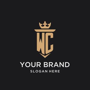 WC monogram with medieval style, luxury and elegant initial logo design vector