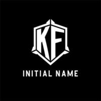 KF logo initial with shield shape design style vector