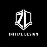 ZL logo initial with shield shape design style vector