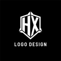 HX logo initial with shield shape design style vector