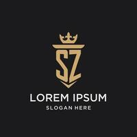 SZ monogram with medieval style, luxury and elegant initial logo design vector