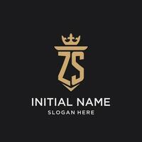 ZS monogram with medieval style, luxury and elegant initial logo design vector