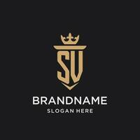 SV monogram with medieval style, luxury and elegant initial logo design vector