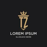 TZ monogram with medieval style, luxury and elegant initial logo design vector