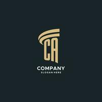 CA monogram with pillar icon design, luxury and modern legal logo design ideas vector