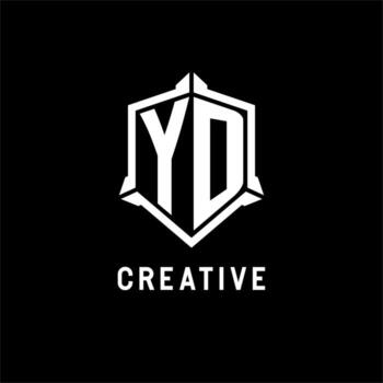 YD logo initial with shield shape design style vector