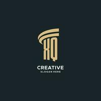 XQ monogram with pillar icon design, luxury and modern legal logo design ideas vector