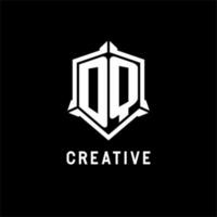 DQ logo initial with shield shape design style vector