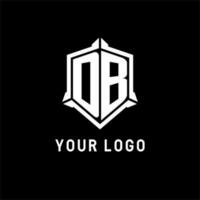 DB logo initial with shield shape design style vector