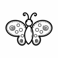 Cute butterfly on white background. Vector doodle illustration.