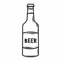 Bottle of beer in style doodle. Sketch by hand. vector