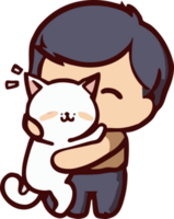 The person is hugging the cat png graphic clipart design