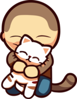 The person is hugging the cat png graphic clipart design