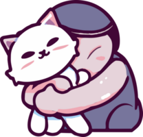 The person is hugging the cat png graphic clipart design