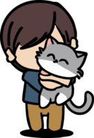 The person is hugging the cat png graphic clipart design