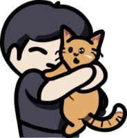 The person is hugging the cat png graphic clipart design