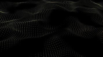 3D abstract digital technology animated yellow-orange light particles on black background. video