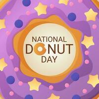 National Donut Day banner. 2 june. Can be used for posters or social media post cover. Stock vector illustration in flat cartoon style.