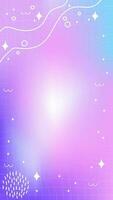 Cosmic galaxy purple blurry mesh gradient abstract storis template background with copy space and hand drawn abstract Y2K line and wave elements vector