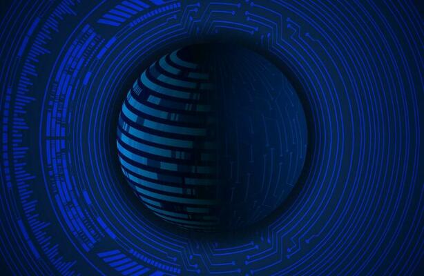 Modern Holographic Globe on Technology Background