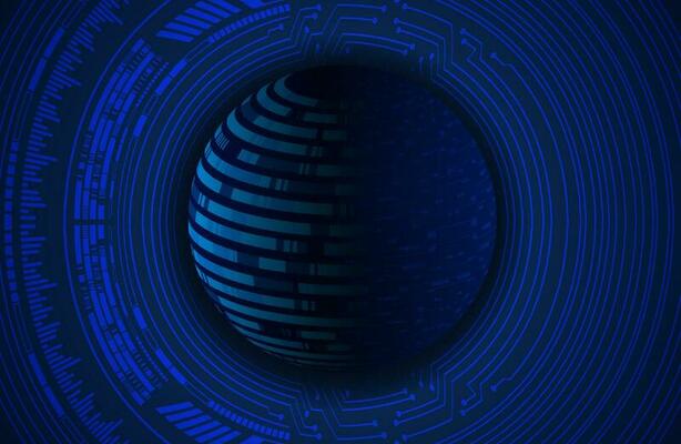 Modern Holographic Globe on Technology Background