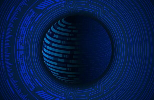 Modern Holographic Globe on Technology Background