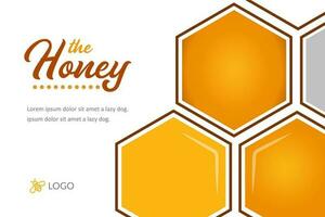 honeycomb pattern paper cut background with bee and sweet honey inside vector