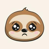 Sloth Worried Face Head Kawaii Sticker Isolated vector