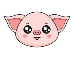 Pig Tongue Out Face Head Kawaii Sticker vector