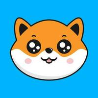 shiba inu perro sonrisa cara cabeza kawaii pegatina vector