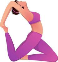 Young woman in King Pigeon Pose Rajakapotasana posture on white background. vector