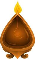 Top view of realistic oil lamp in brown color. vector