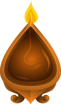 Top view of realistic oil lamp in brown color.