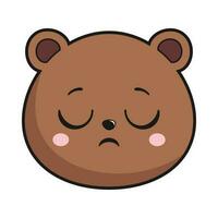 Bear Smirking Face Head Kawaii Sticker Isolated vector