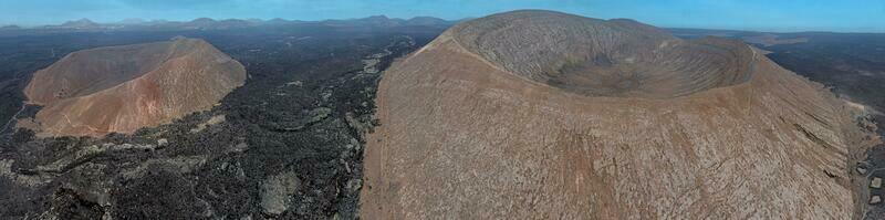 Panoramic drone picture over the barren volcanic Timanfaya National Park on Lanzarote photo