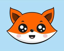 Fox Smiling Face Head Kawaii Sticker vector